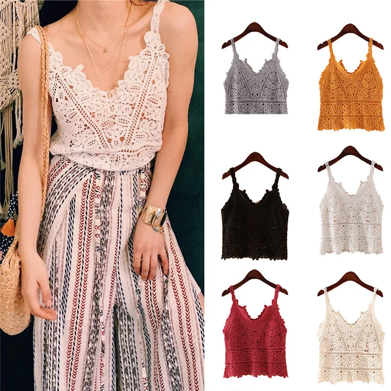 

Spring Knitted Sleeveless Female Camisole Vest For Women Top Hollow O neck Sexy Women's Vests Clothes Fashion Casual Tank New