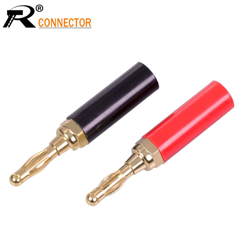 1pc Gold plated black/red 4mm BANANA connector jack speaker plug terminals with screw locks wire