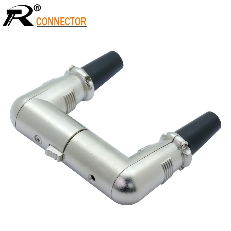 

1set 3 Pin XLR Male Female Plug Connectors Right Angle For Mic Microphone Speaker Audio Cable