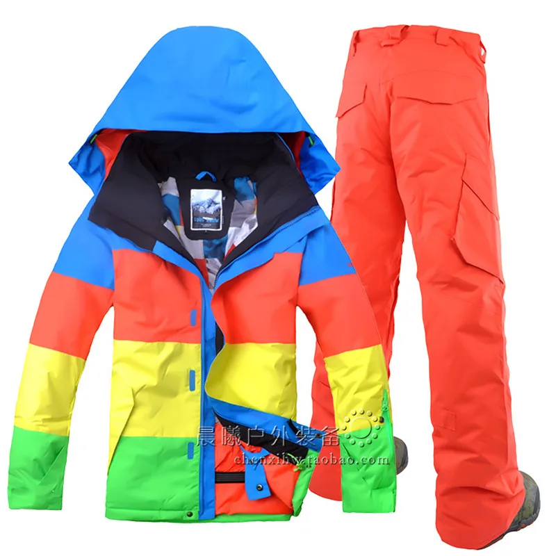 Зимняя Лыжная куртка и лыжные штаны для отдыха на открытом воздухе, мужской водонепроницаемый ветрозащитный лыжный костюм, мужской двойной сноубордический костюм