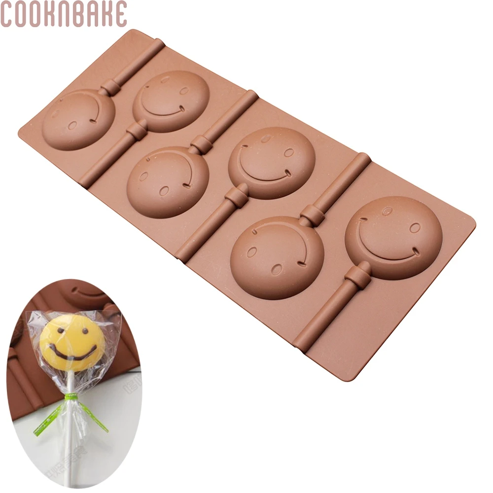 

COOKNBAKE DIY Silicone Mold 6 Lattices Smile Face Silicone Lollipop Mold DIY Chocolate Mold Comes With Plastic Rod CDSM-181
