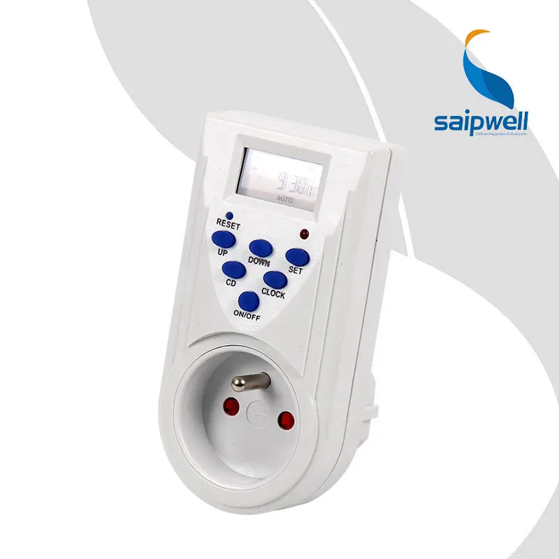 

2pcs/lot 16A 220V French Type  Plug-in Timer Switch Socket / 6-key 7-Day LCD Display Digital Program Timer  (SPTGE-6A-F 3500W)