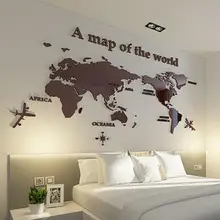 Карта мира 3D Хрустальные акриловые наклейки на стену для офиса гостиной диван фон домашний декор художественные наклейки лучший подарок