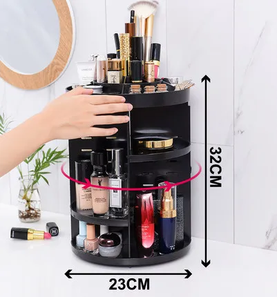 360 Вращающийся органайзер для косметики Make Up Table Cosmetic Box - Цвет: B