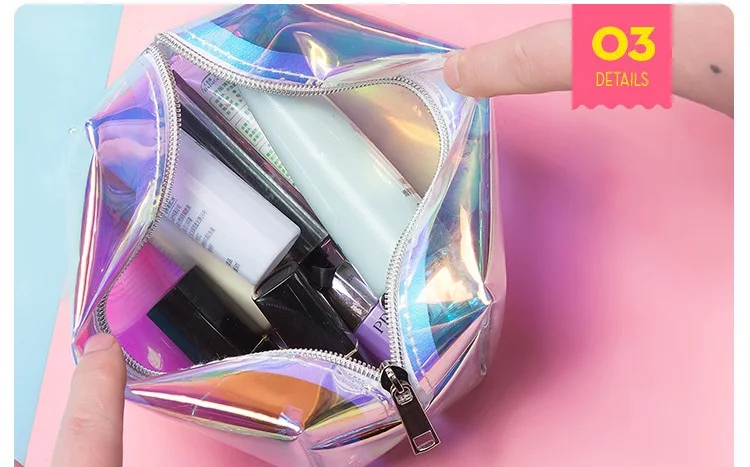 Miyahouse ПВХ Прозрачный женский косметический чехол, лазерный косметический Органайзер, мини-сумка для женщин, косметичка