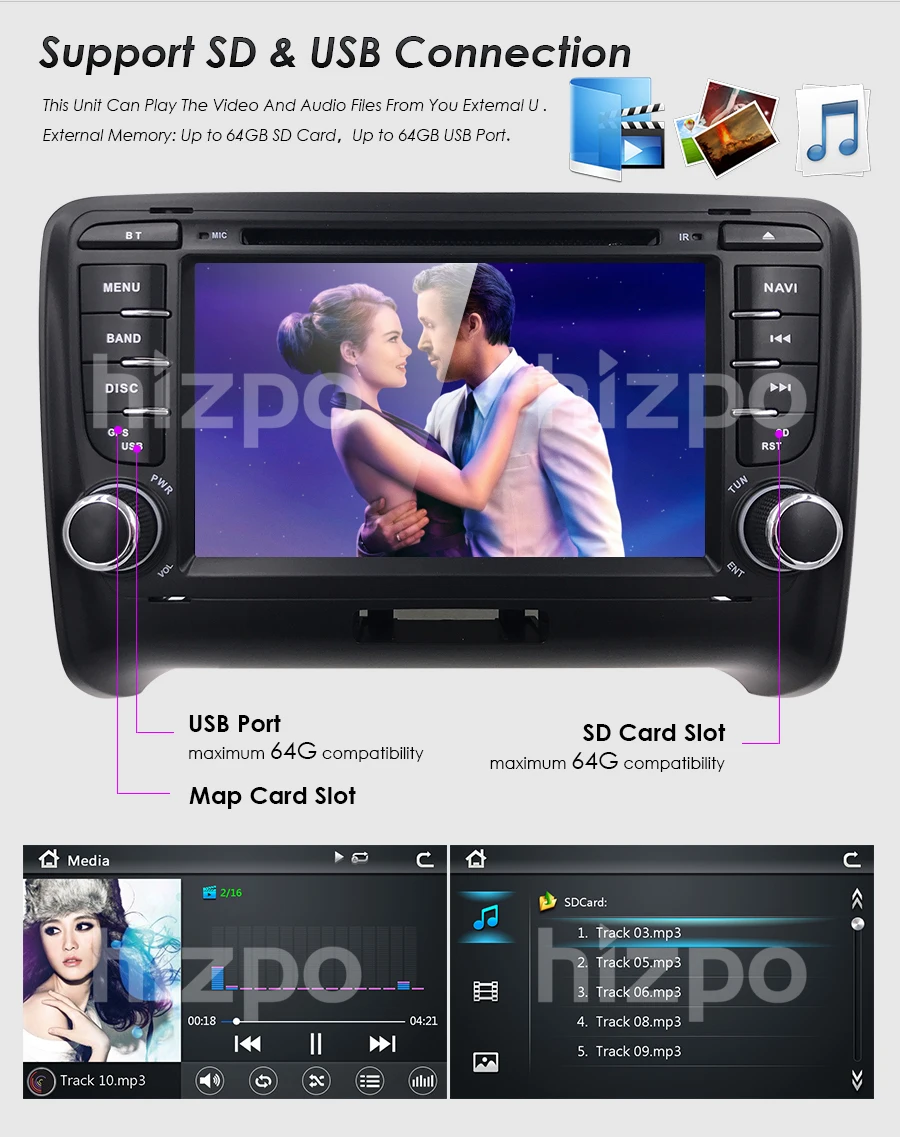 Автомобильный мультимедийный плеер для AUDI TT MK2 7 &quotDVD GPS навигация sat nav RDS Радио