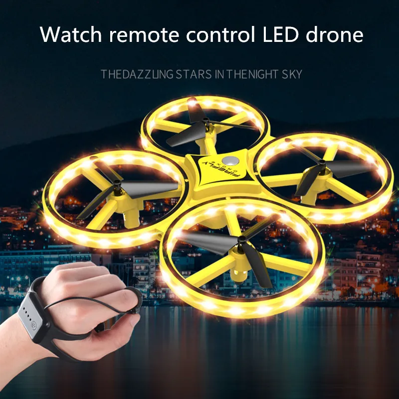 

KF04 Interactive Induction RC Quadcopter Intelligent Watch Remote Control Manual Control LED Light Drone Gravity Sensor Uav