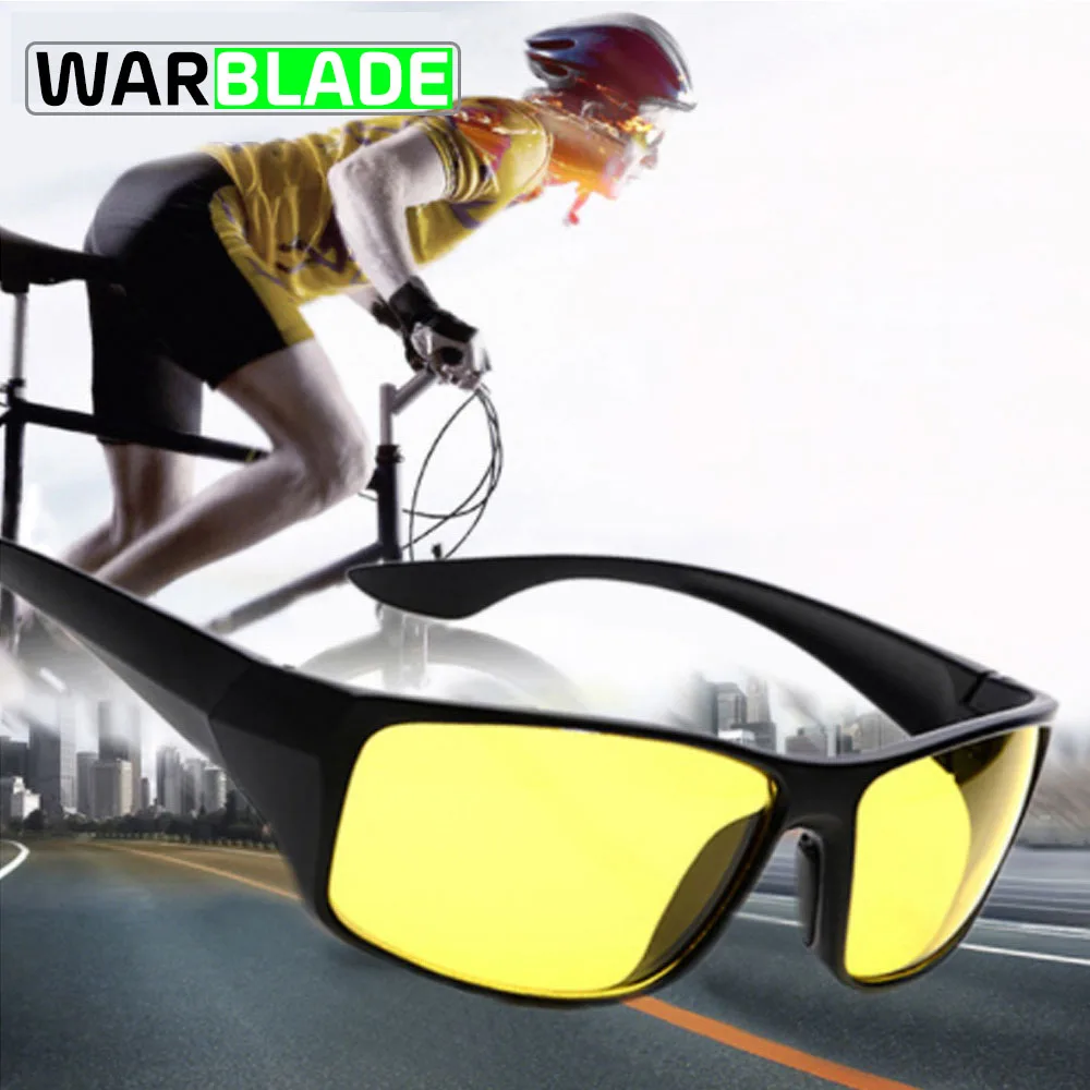 2018 Велоспорт квадратный желтый Ночное Видение Солнцезащитные очки Для мужчин для вождения велосипед Рыбалка Спорт велосипедов
