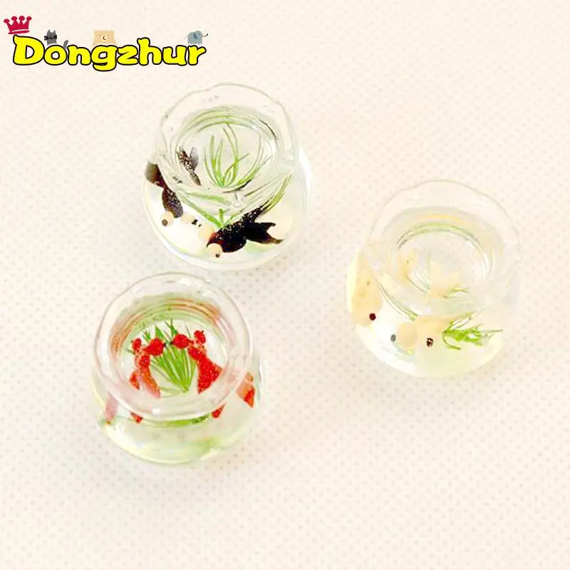 

Miniature Gold Fish Tank Bowl Aquarium For 1:12 Dollhouse Furniture Accessories Black Red Yellow WWP9615