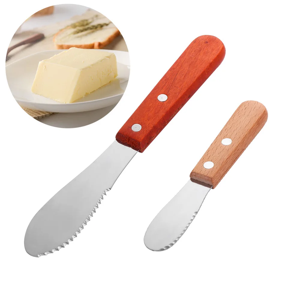 

1PC S/M Stainless Steel Cutlery Cream Scraper Wood Handle Butter Spatula Breakfast Jam Cheese Tool Kitchen Accessories