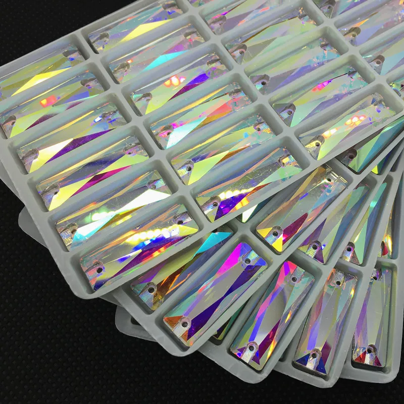 AB/Clear 5x15mm~ 9x27mm отличная багетка пришить на носорог стекло Кристалл пришить Камень Flatback Стразы для платья одежда