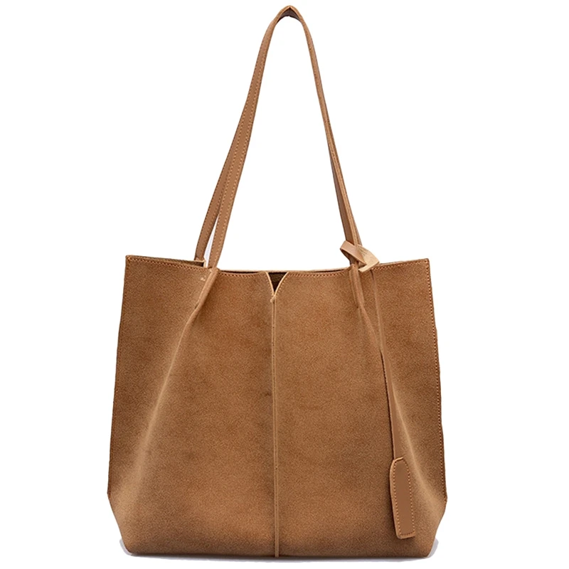 

Women Suede Handbags Soft Leather Women Bag 2Pcs Handbags Set Female Shoulder Bags Large Casual Tote Bags