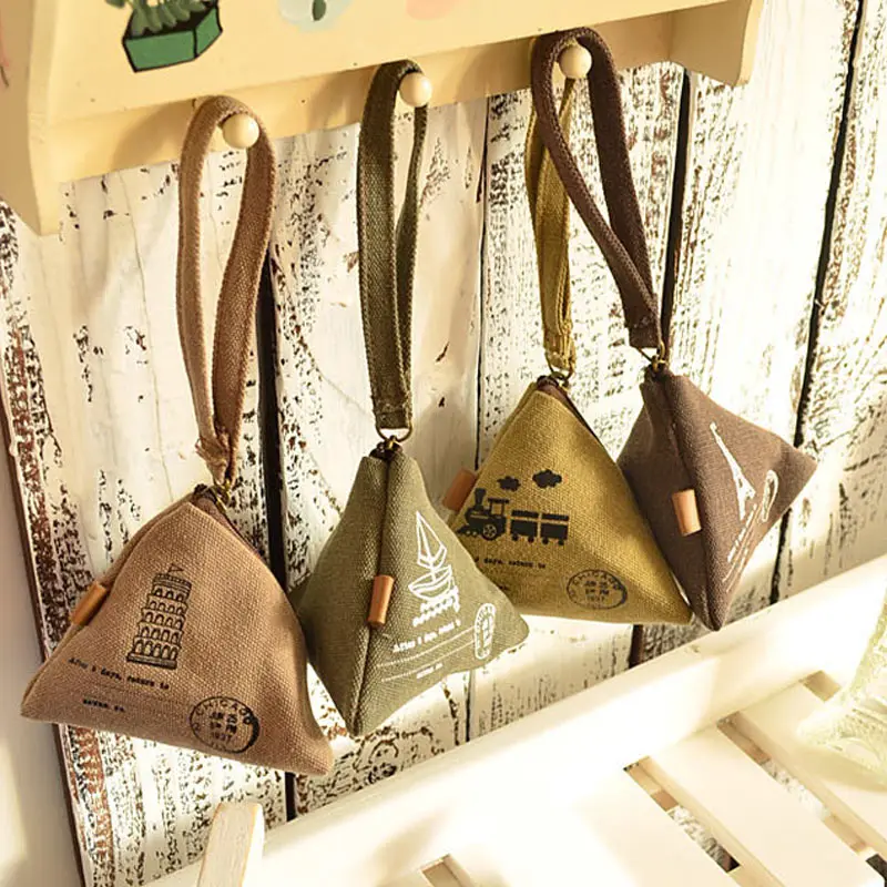 

Small Mini Cute Canvas Triangular Wallet Coin Purses Clutch Money Bags with Lanyard 8 0718 For Drop Ship