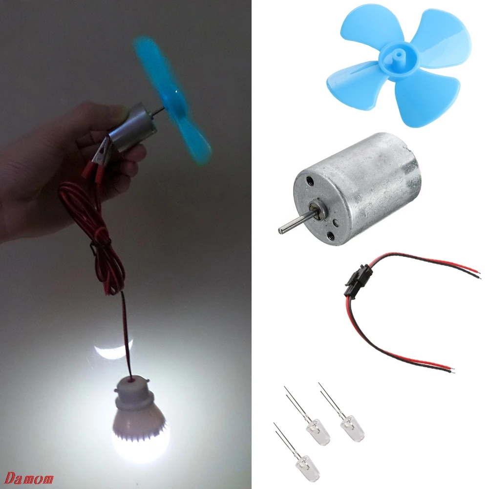 

DIY Kits 6-9V Wind Turbine Micro Motor/ Mini Blue Leaf Paddle/ Diodes/ Cables XinP