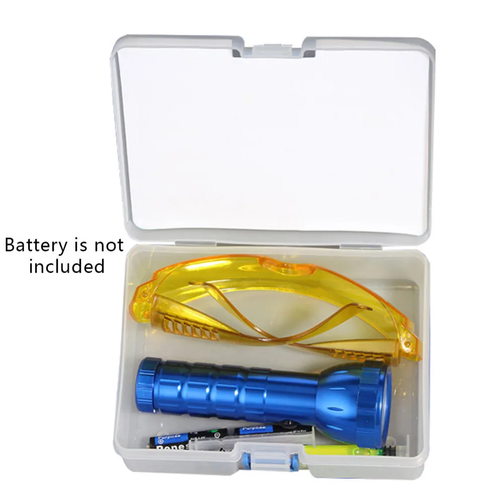 Car R134A R12 Air Conditioning A/C System Leak Test Detector Kit 28 LED UV Flashlight Protective Glasses UV Dye Tool Set Car R134A R12 Air Conditioning A/C System Leak Test Detector Kit 28 LED UV Flashlight Protective Glasses UV Dye Tool Set