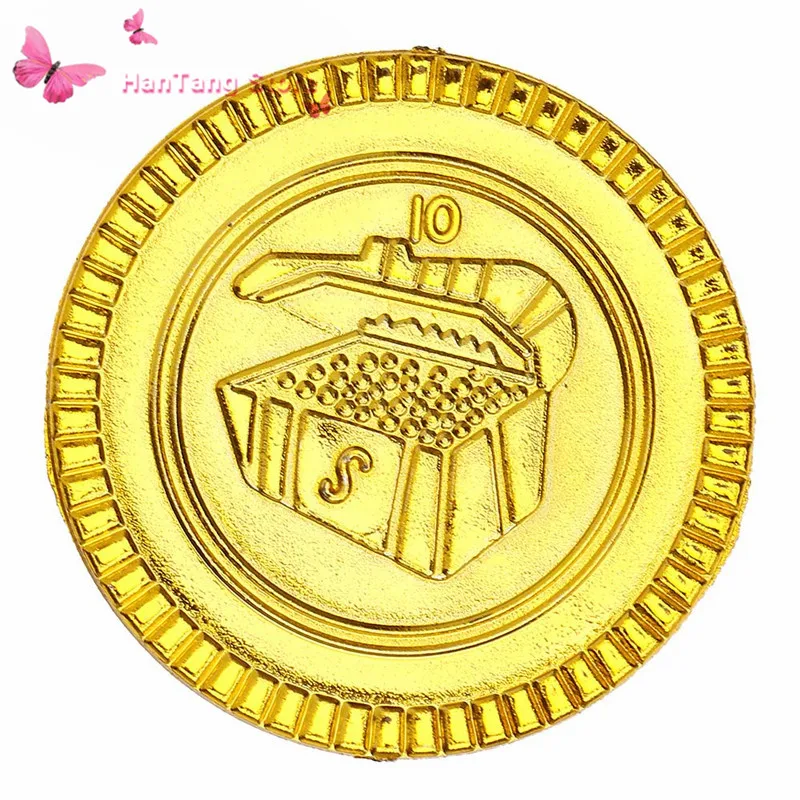 Plastic Gold Treasure Coins 100Pcs Pirate Gold Coins Props Toys Pirate Kids Birthday Party Decoration Accessories