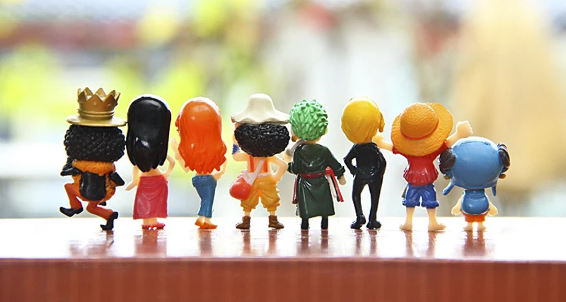 8 шт./лот Аниме фигурки Luffy Zoro Sanji Usopp Brook Nami Robin Chopper милые героев из ПВХ