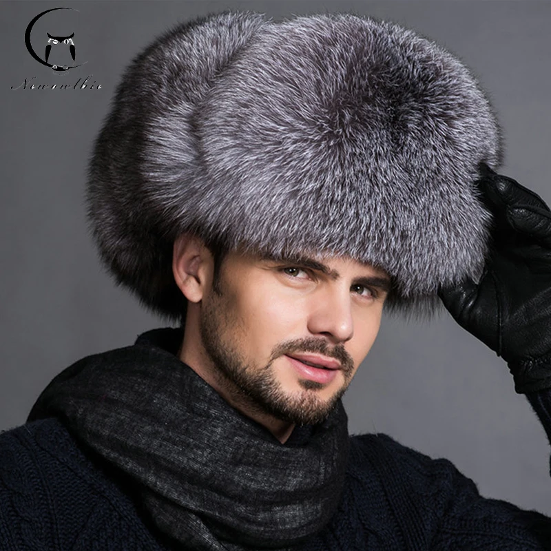 Caliente de alta gama de piel de lujo sombrero de piel de zorro de los hombres Lei Feng cap ear cap piel necesaria sombrero - 1