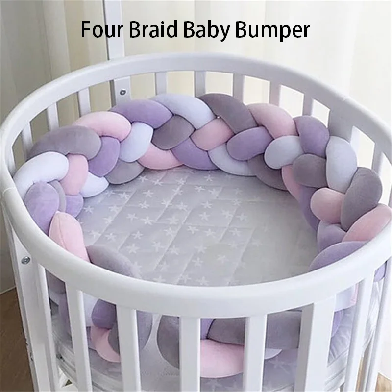 

1m-3m Four-ply Women Bed Girth Crotch Cot Infant Room Decor Crib Protector Pacification Toy Weaving Knot for Kids stuff Bedding