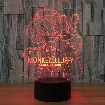 

One Piece Luffy 7 Color Lamp 3D Visual LED Night Lights For Kids Gift Touch USB Table Lamp Sleeping Nightlight Dropshipping