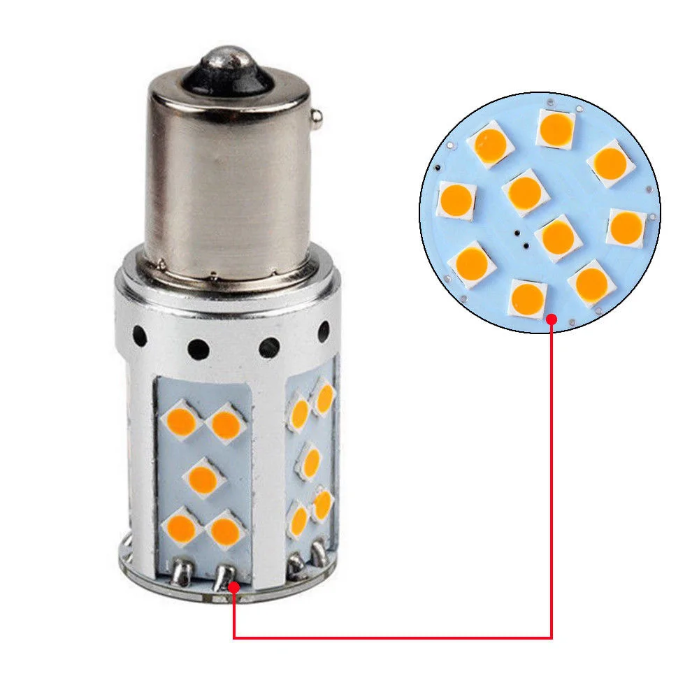 1 шт. 35 Вт высокомощный Желтый Янтарный без ошибок 1156 BAU15S SMD светодиодный сигнал