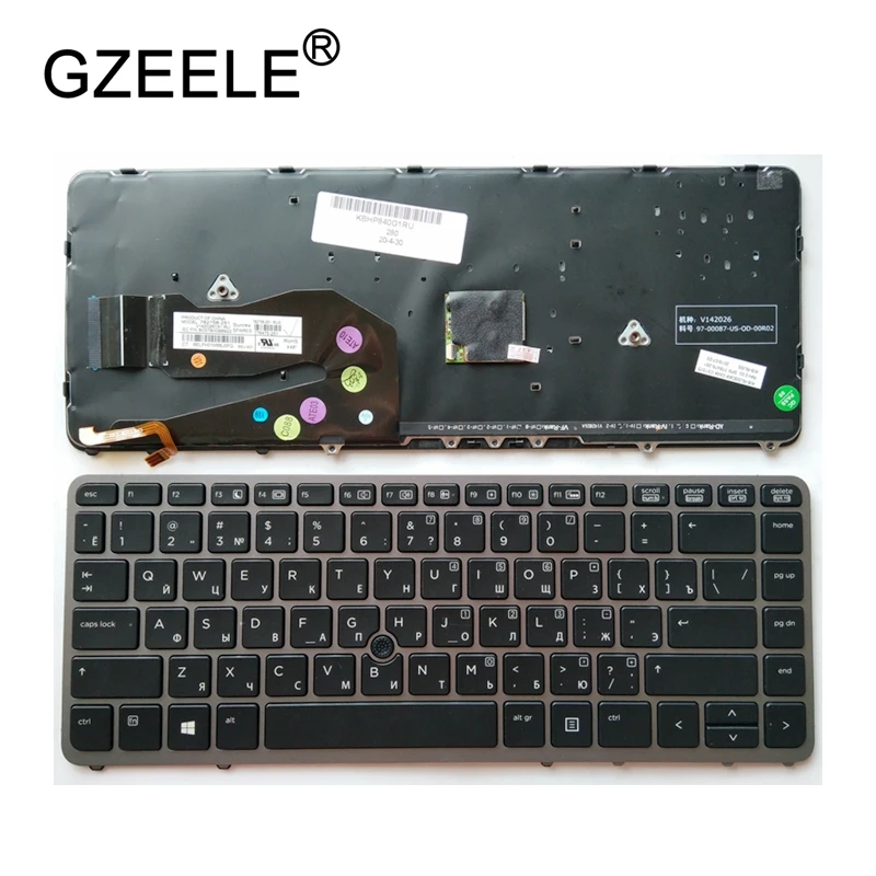 Русская клавиатура GZEELE для ноутбука hp EliteBook 840 G1 850 G1 ZBook 14 для hp 840 G2 RU, мышь с подсветкой, рычаг, серая рамка