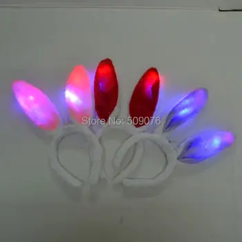 

Free shipping 10pcs/lot Women Girls LED rabbit flashing glow headband bunny ears Hair Accessories xmas Party Light Halloween