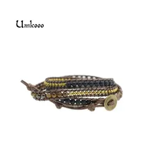 Уникальный камень тигровый глаз с медными бусинами 3 браслет из переплетенных нитей ручной работы богемного плетения кожи и восковой браслет на заказ