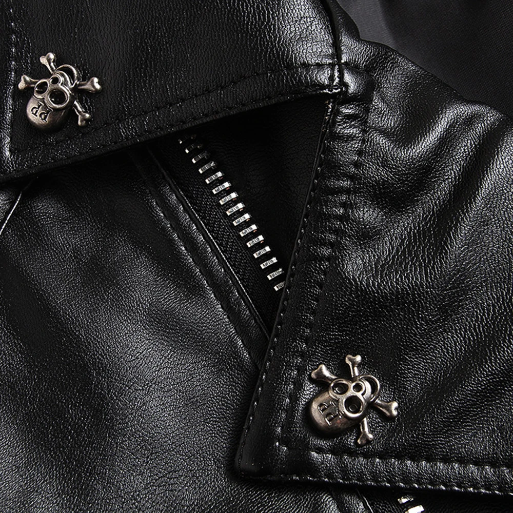 MASCUBE мужские кожаные куртки черные мотоциклетные PP Череп кожаные куртки с заклепками на молнии приталенная стеганая панк куртка байкерская куртка 5XL