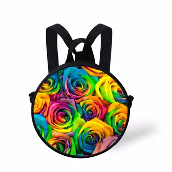 

Noisy Designs 3D Multicolor Flowers Printing School Children Round Backpack Kindergarten Baby Kids Mochila Casual School bag
