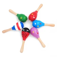 High Quality Wooden Baby Musical Toys Sand Hammer  0-12 Months Colorful Cartoon Infant Play Toys Birth Baby Listening Practice 1