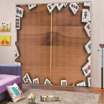 

3D Digital Print Mahjong blackout Curtain For Living room Home Decor Faux Curtains for Bedroom ready made custom made Draps AP18