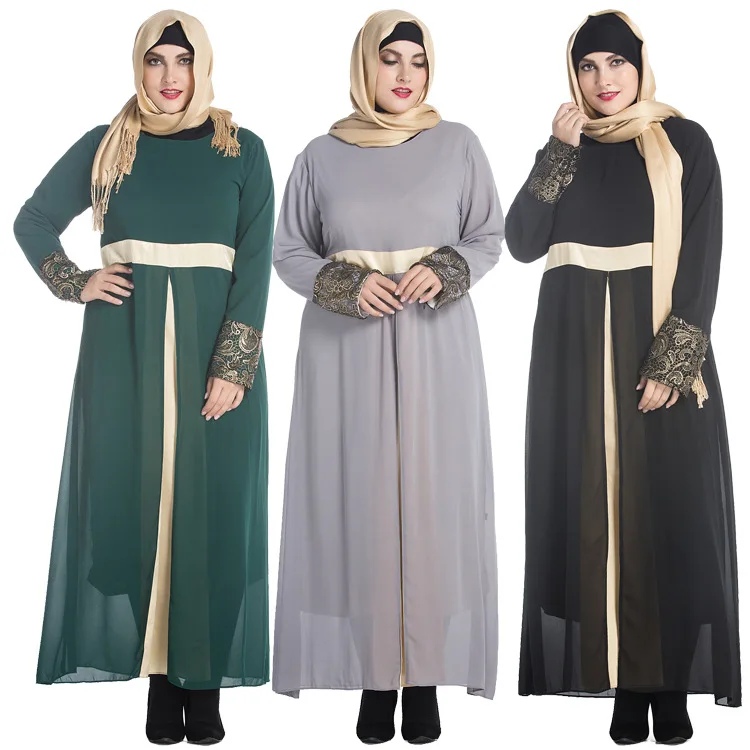

2019 Women Spring Autumn Dress O Neck Long Sleeve Plus Size 7XL Chiffon Islamic Clothings Caftan Marocain Vestido musulman mujer