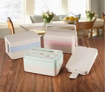 

20 sets Wheat Straw Lunch Box Japanese Wheat Cutlery Lunch Box Rice Husk Dinnerware Student Portable Lunch Box