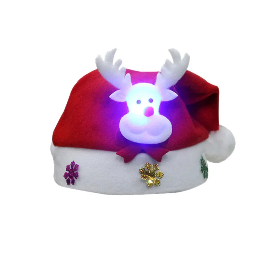 Рождественские шапки детский светодиодный Рождественский головной убор Санта-Клаус Олень снеговик рождественские подарки шапка рождественские подарки 25*30 см Oct#3 - Цвет: C
