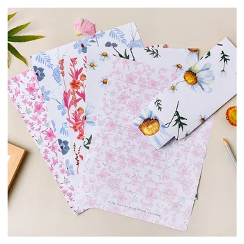 

9 Pcs/Set 3 Envelopes+6 Sheets Letter Paper Novelty Flower Leaf Series Envelope Gift Stationery
