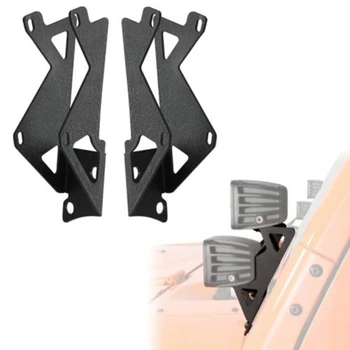 

A-Pillar Windshield Hinge Dual Mounting Brackets 2pcs for Mounting Auxiliary Off-Road LED Work Lights to 2007-2017 Jeep Wrangler