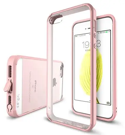 Мягкий ТПУ Бампер Жесткий PC Прозрачный чехол для телефона для iPhone XR XS Max X 6 6S 7 8 Plus 5S SE ультра тонкий пылезащитный силиконовый чехол - Цвет: Pink