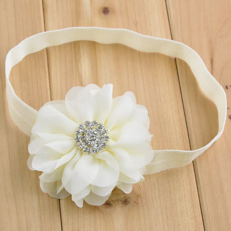 

15pcs new high quality handmade Children's hair accessories 15 color 14.2Inch Layers of chiffon flower shining diamond head band