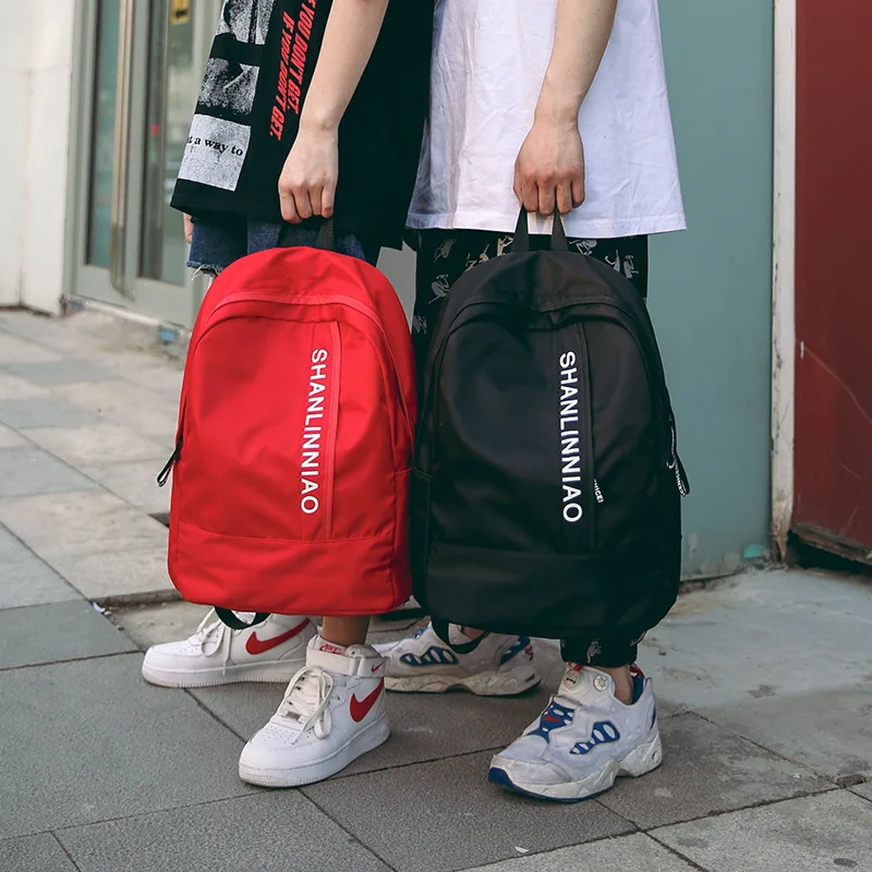 red school book bag