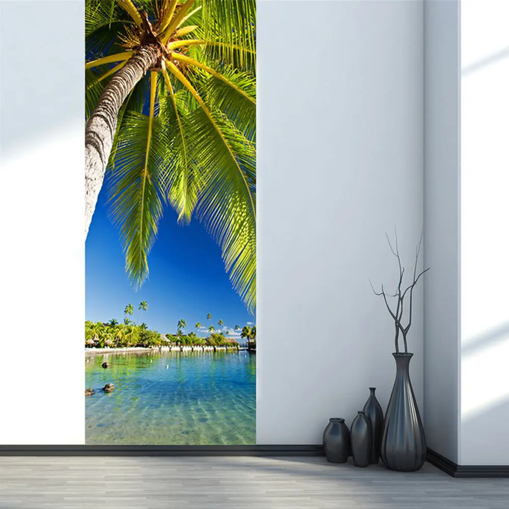 

2Pcs/Set Palm Tree Door Art Decor Home Creative DIY 3D Door Stickers Pattern for Wall Room Home Door Decor Decoration Accessorie