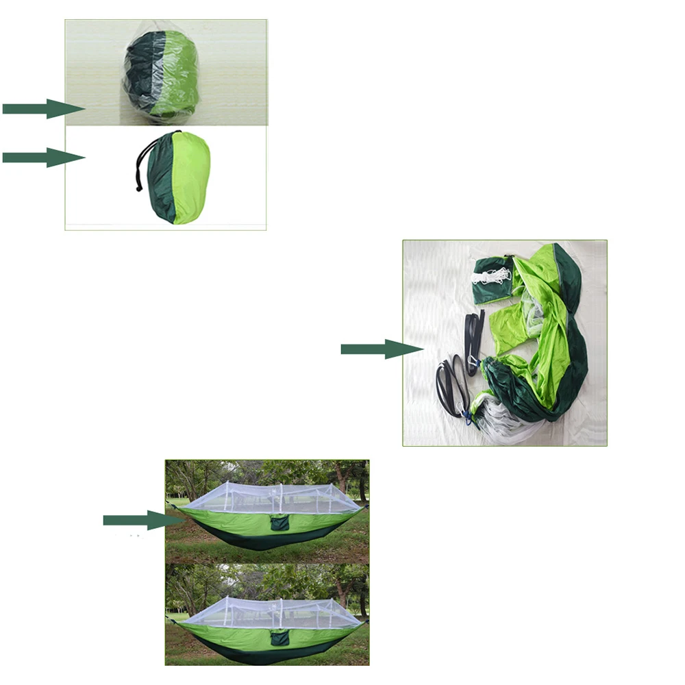 Person Outdoor Mosquito Net Parachute Hammock Camping Hanging Sleeping Bed Swing Portable Dark Green Nylon Taffeta White Gauze