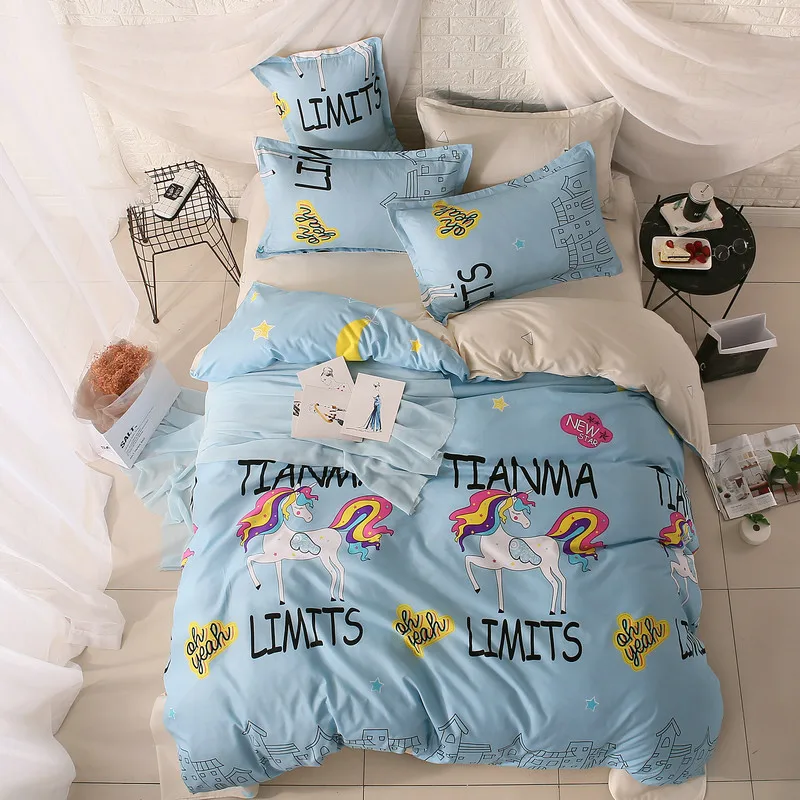

Comfortable Life Cartoon Pony Printing Pattern Breathable Home Textiles Four Sets Quilt Cover + Bed Sheet+Pillowcase