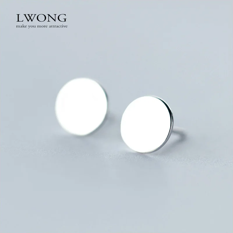 

Silver Simple Style Round Shape Ear Studs Smooth Geometric Stud Earrings Jewelry For Friend Gift