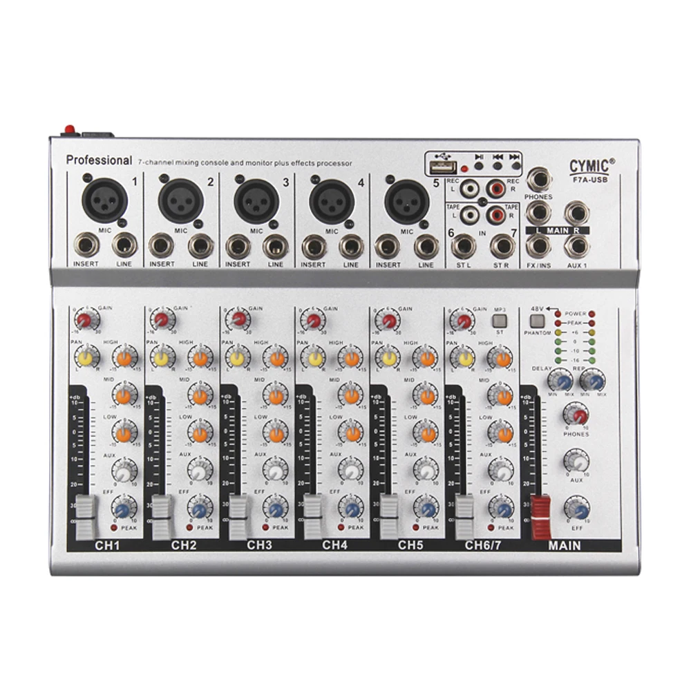 

Portable bluetooth Sound Mixing Console Audio Mixer Record 48V Phantom Power Effects 4 Channels Mixer Audiowith USB for KTV DJ