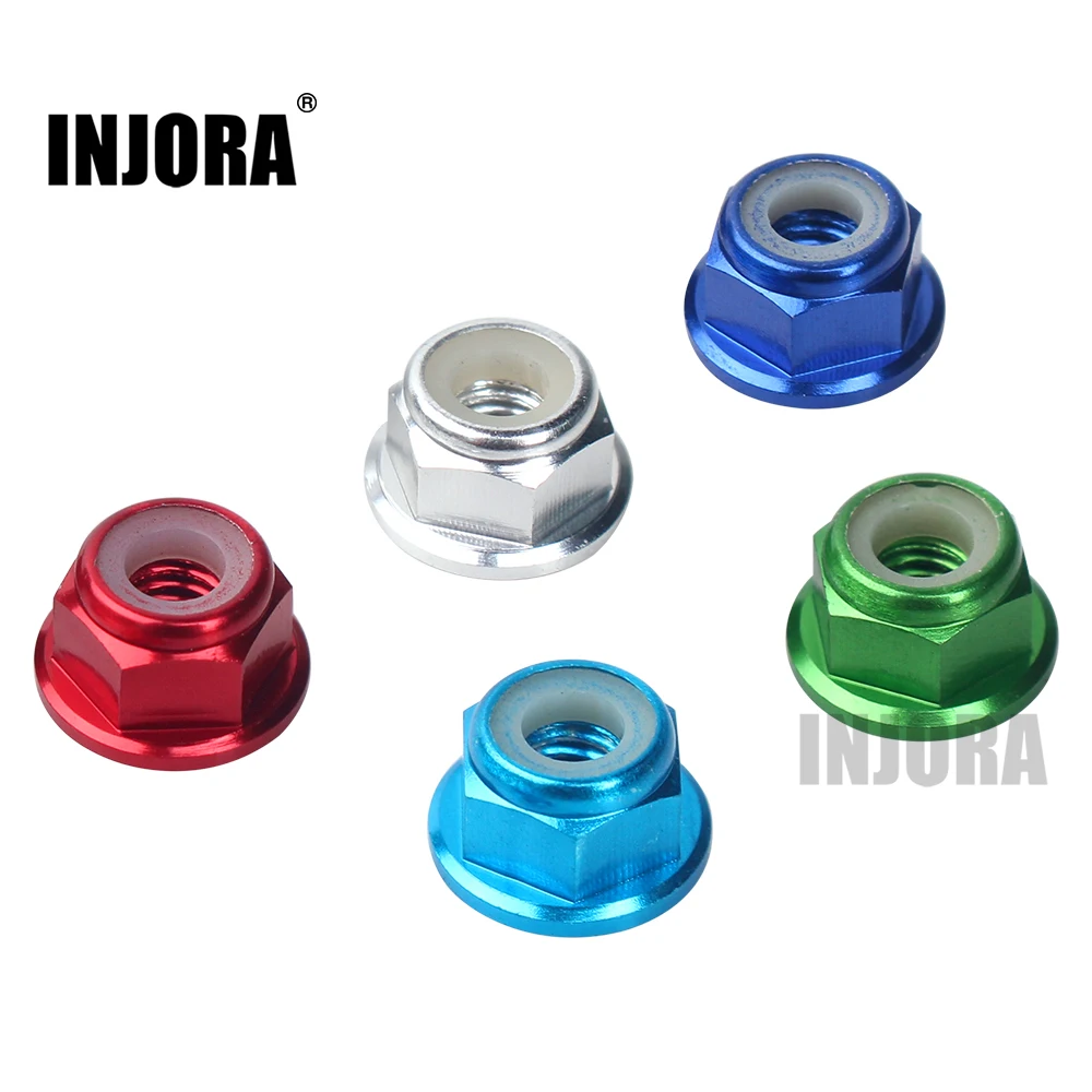 INJORA M4 Metal 4mm Wheel Lock Nut for 1/10 RC Car Crawler Traxxas TRX4 Axial SCX10 90046 D90 Slash 2wd SCTE 4x4