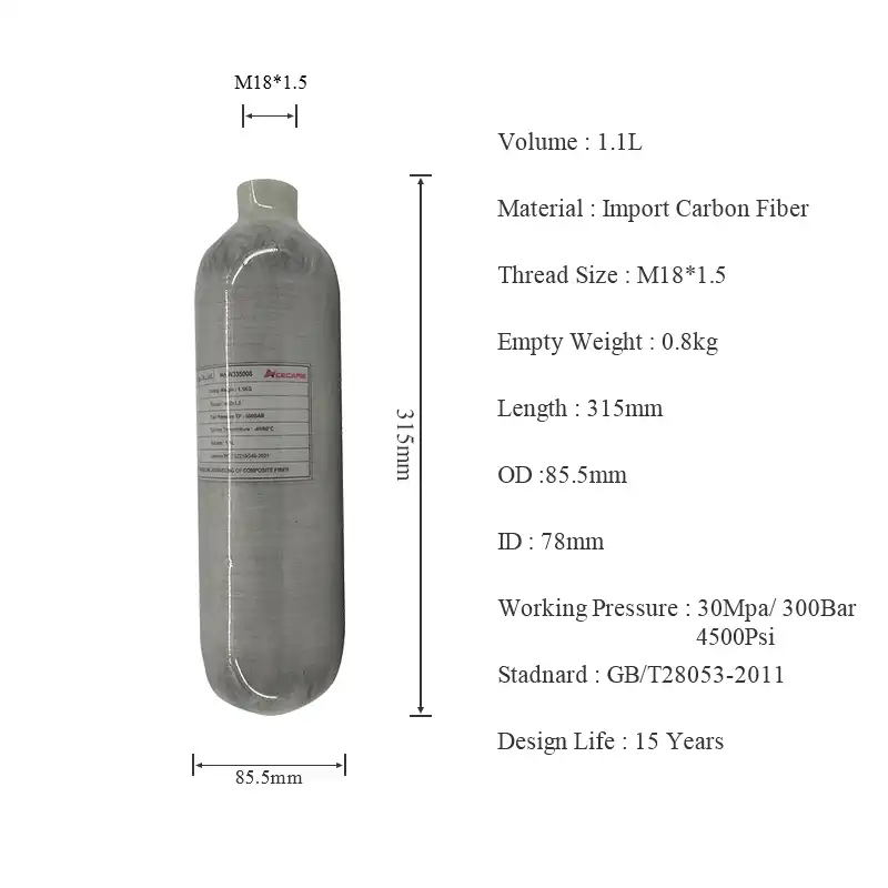AC3011 Acecare Airforce Condor/Scuba Hpa Pcp воздушный бак/винтовка с сжатым воздухом 1.1L psi 4500carbon мини-Погружной бак для Pcp пневматической винтовки - изображение