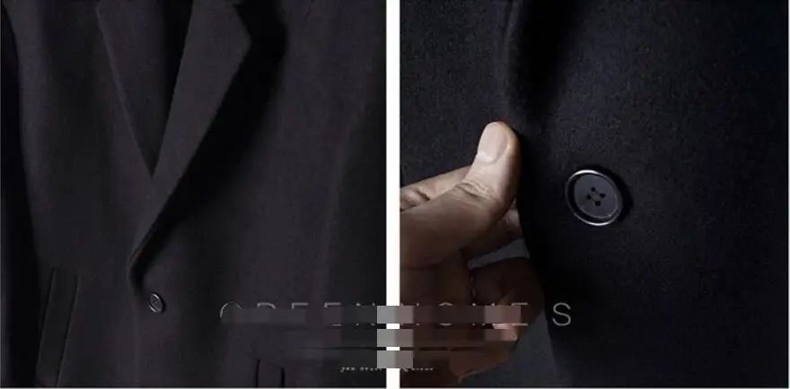 S-3XL! Для мужчин осень/зимняя куртка с Длинные свободные шерстяное пальто