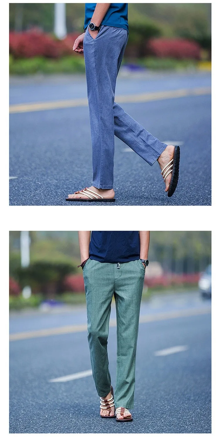 Uwback новые брендовые осенние льняные брюки мужские размера плюс 3XL Свободные повседневные брюки летние легкие штаны длинные брюки мужские CAA171