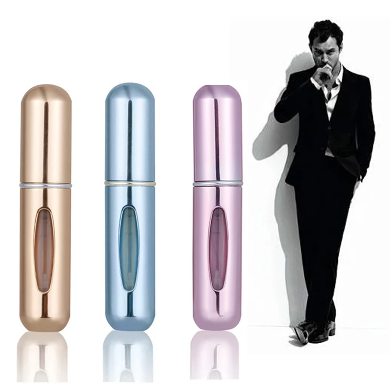 

5ml Men's Refillable Perfume Spray Bottle Aluminum Spray Atomizer Portable Travel Cosmetic Container Perfume Bottle for business